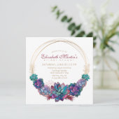 カントリー調の水彩画の多肉植物の花嫁のシャワー 招待状 (スタンド正面)