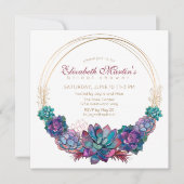 カントリー調の水彩画の多肉植物の花嫁のシャワー 招待状 (正面)