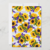 カントリー調の素朴なホワイトウッド パープル イエロー ヒマワリ 招待状 (裏面)