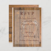 カントリー調の素朴な天使の翼 ウェディング インビテーションポストカード (正面/裏面)