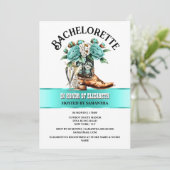 カントリー調の芍薬の花を飾った、カウガールブーツスタイルの、元気で華やかな、きらびやかなおしゃれスタ 招待状 (スタンド正面)