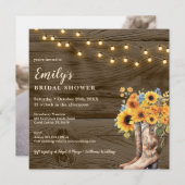 カントリー調の花柄カウガールブーツの結婚前お披露目パーティー 招待状 (正面/裏面)