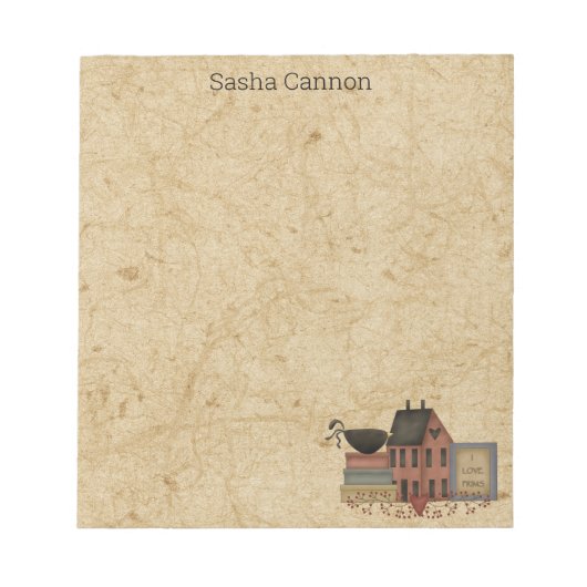 カントリー赤いサルトボックス、黒いカラス、私はプリムスが大好き ノートパッド (正面)