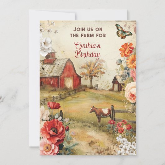 カントリー農地パーティーテーマ 招待状 (正面)