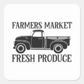 カントリー農家市場の新鮮な製品ワードアート スクエアシール (正面)