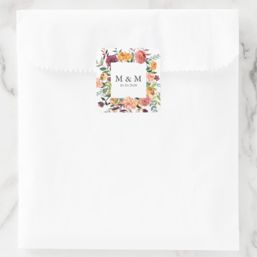 カントリー開花フレームフローラシッ結婚クズモノグラム スクエアシール (バッグ)