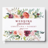 カントリー開花ブルグ結婚ンディパーソナライズされたの花 ゲストブック (正面)