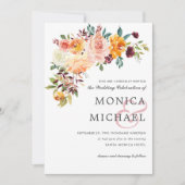 カントリー開花ブルゴーニュフローラコーナーシ結婚ック 招待状 (正面)