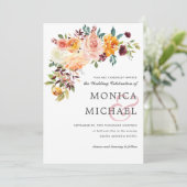 カントリー開花ブルゴーニュフローラコーナーシ結婚ック 招待状 (スタンド正面)