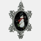 カントリー雪だるまスノーフレークオーナメント スノーフレークピューターオーナメント (左)