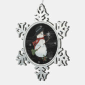 カントリー雪だるまスノーフレークオーナメント スノーフレークピューターオーナメント (右)