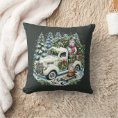 カントリー雪だるまトラックホリデイ クッション (ブランケット)