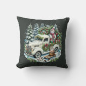 カントリー雪だるまトラックホリデイ クッション (正面)