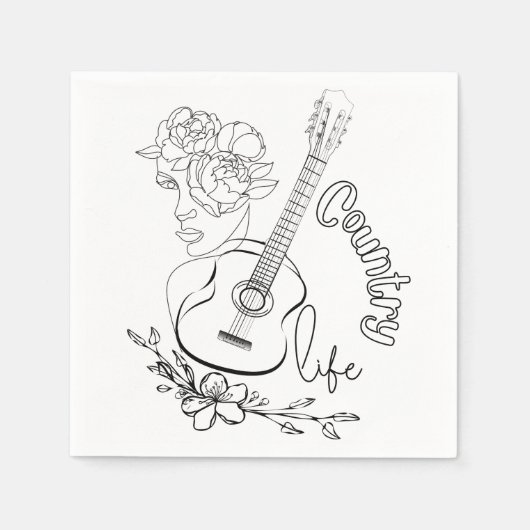 カントリー音楽 スタンダードカクテルナプキン (正面)