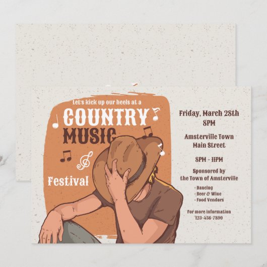 カントリー音楽 招待状 (正面/裏面)