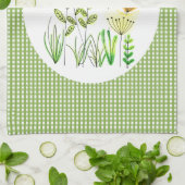 カントリー風のチェック柄とワイルドフラワーのキッチン キッチンタオル (折り畳み)