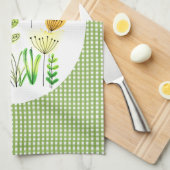 カントリー風のチェック柄とワイルドフラワーのキッチン キッチンタオル (四つ折り)