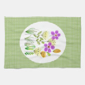 カントリー風のチェック柄とワイルドフラワーのキッチン キッチンタオル (横)