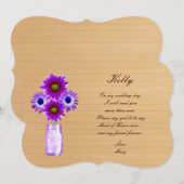 カントリー風のパープルメイソンジャー メイドオブオナーカード 招待状 (正面/裏面)