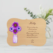 カントリー風のパープルメイソンジャー メイドオブオナーカード 招待状 (スタンド正面)