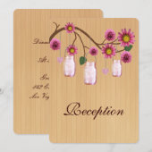 カントリー風のピンクのメイソンジャー 受付カード 招待状 (正面/裏面)