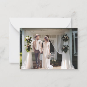 カントリー風のログハウスでのウェディングフォト ありがとう ノートカード