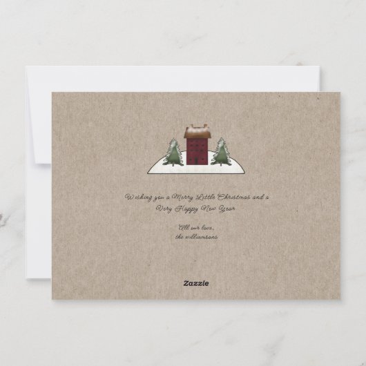 カントリー風のログハウスのクリスマスカード シーズンカード (裏面)