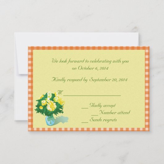 カントリー風の出欠返信カード 招待状 (正面)
