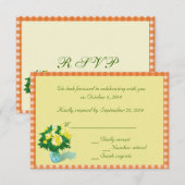 カントリー風の出欠返信カード 招待状 (正面/裏面)