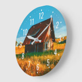 カントリー風の木造住宅 - ラスティック ラージ壁時計 (傾斜)