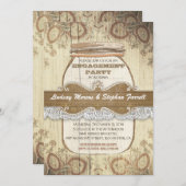 カントリー風の素朴なメイソンジャーでのエンゲージメントパーティー 招待状 (正面/裏面)