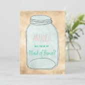 カントリー風の素朴なメイソンジャー　あなたは私のメイドオブオナーになりますか 招待状 (スタンド正面)