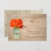 カントリー風の素朴なメイソンジャー フラワー 受付 出欠カード (正面/裏面)