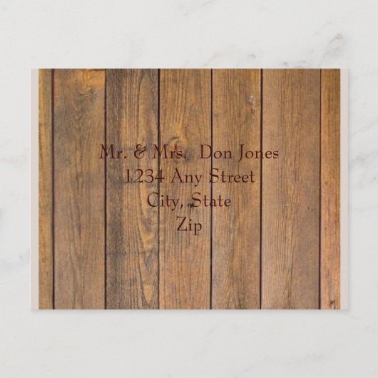 カントリー風の素朴な天使の羽のウェディング インビテーションポストカード (裏面)