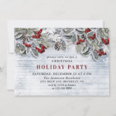 カントリー風の素朴な松ぼっくりと枝のクリスマス パーティー 招待状 (正面)