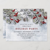 カントリー風の素朴な松ぼっくりと枝のクリスマス パーティー 招待状 (正面/裏面)