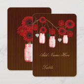 カントリー風の素朴な赤いメイソンジャー テーブルプレースカード 招待状 (正面/裏面)