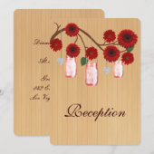 カントリー風の素朴な赤いメイソンジャー 受付カード 招待状 (正面/裏面)