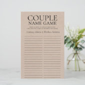 カントリー風の美しいカップルネームゲーム　結婚式前祝いゲームシート (スタンド正面)