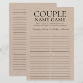 カントリー風の美しいカップルネームゲーム　結婚式前祝いゲームシート (正面/裏面)