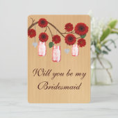 カントリー風の赤いメイソンジャーと花嫁のカード 招待状 (スタンド正面)