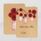 カントリー風の赤いメイソンジャー テーブルプレースカード 招待状 (正面/裏面)