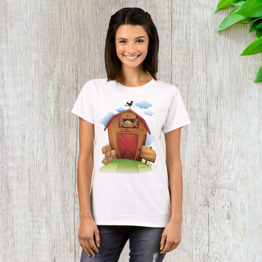 カントリー風の農家の納屋と風見鶏 Tシャツ