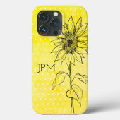 カントリー風の黄色いドットと手描きのひまわり Case-Mate iPhoneケース (裏面)