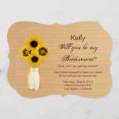 カントリー風の黄色いメイソンジャーおしゃれなウェディング仲人カード 招待状 (正面/裏面)