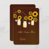 カントリー風の黄色いメイソンジャー テーブルプレイスカード 招待状 (正面/裏面)