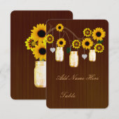 カントリー風の黄色いメイソンジャー テーブルプレースカード 招待状 (正面/裏面)