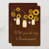 カントリー風の黄色のメイソンジャー お願いカード 招待状 (正面/裏面)