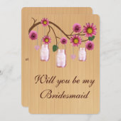 カントリー風ピンクのメイソンジャー お願いカード 招待状 (正面/裏面)