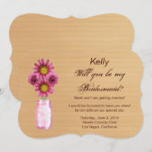 カントリー風ピンクのメイソンジャー 花嫁の友達へ カード (正面/裏面)